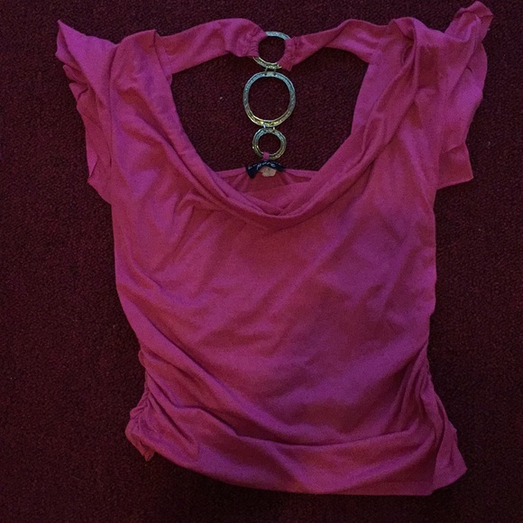 Magenta top with chains in back - Picture 2 of 5